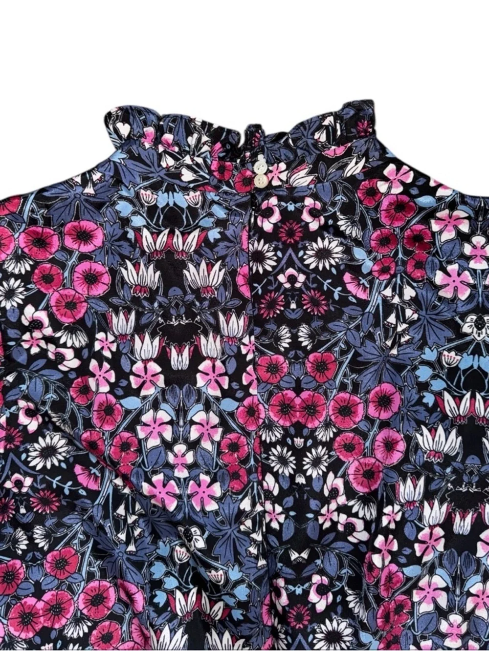 JULIA JORDAN Floral Ruffle Neck Puff Short Sleeve Midi Dress Multicolor Sz 6